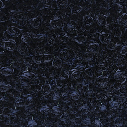 Handmade Artificial Fabric Rolling Up Curtain Black Rose Flower Wall Backdrop For Birthday Wedding Decor