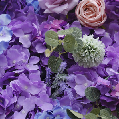 Handmade Artificial Cloth Curtain Purple Silk Flower Wall Wedding Backdrop Decoration Outdoor Event Party Decor Props