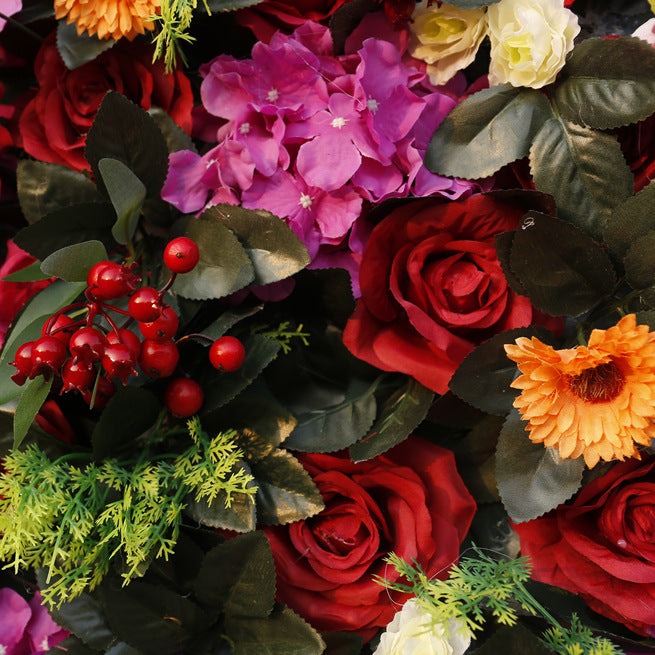 Rolling Up Curtain Red Purple Flower Wall Wedding Backdrop Decoration Outdoor Event Party Decor Props