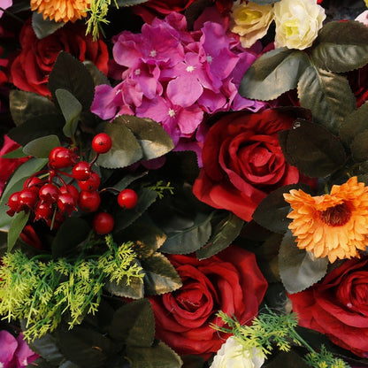 Rolling Up Curtain Red Purple Flower Wall Wedding Backdrop Decoration Outdoor Event Party Decor Props