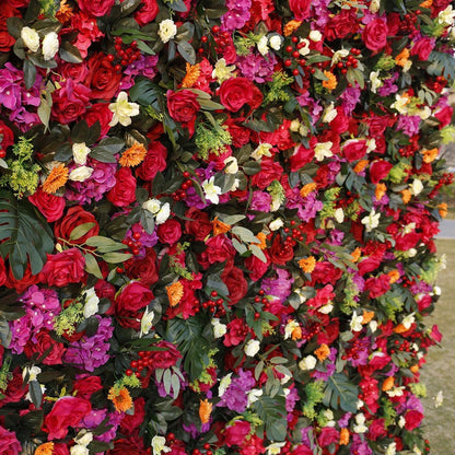 Rolling Up Curtain Red Purple Flower Wall Wedding Backdrop Decoration Outdoor Event Party Decor Props