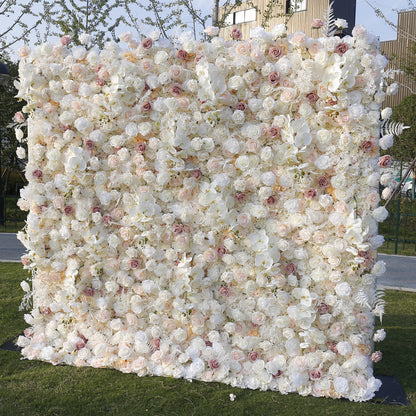 Handmade Artificial Cloth Curtain Silk Flower Wall Wedding Backdrop Decoration Outdoor Event Party Decor Props