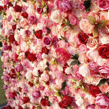 Handmade Artificial Rolling Up Cloth Curtain Silk Flower Wall For Birthday Wedding Backdrop Decoration Outdoor Event Party Decor Props