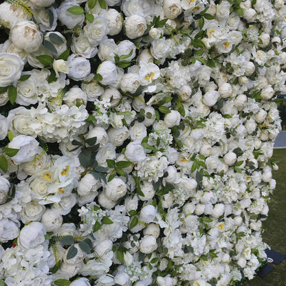 Handmade Artificial Fabric Rolling Up Curtain Flower Wall Backdrop For Birthday Wedding Decor