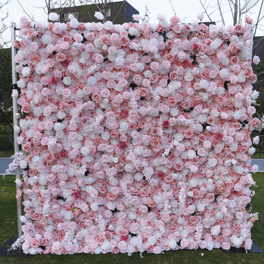 Cloth Curtain Silk Flower Wall For Birthday Wedding Backdrop Decoration Outdoor Event Party Decor Props