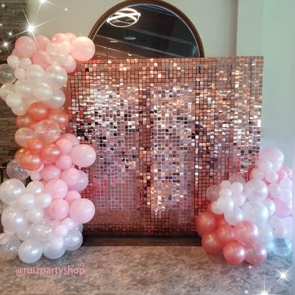 Rose Gold Sequin Shimmer Backdrop Wall Panels For Birthday Wedding Party Event Decoration