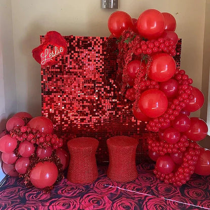 Red Sequin Shimmer Backdrop Wall Panels For Birthday Wedding Baby Shower Bridal