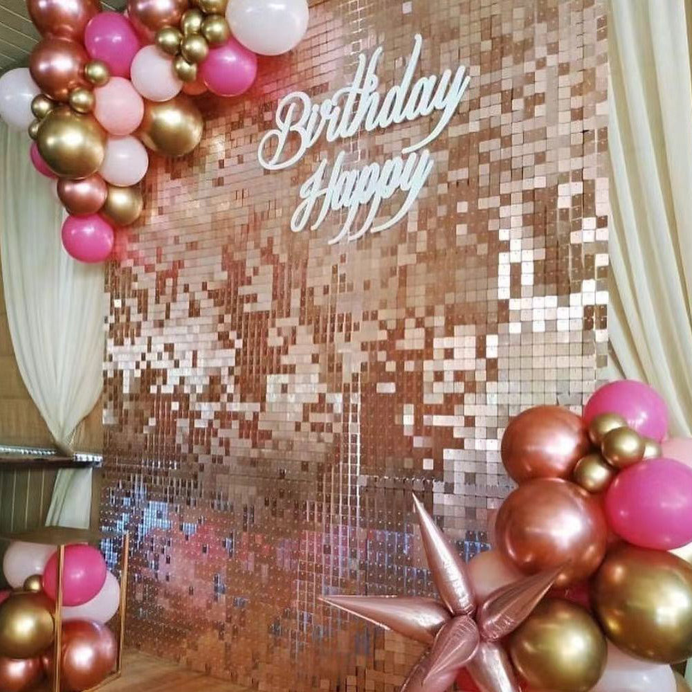 Rose Gold Sequin Shimmer Backdrop Wall Panels For Birthday Wedding Party Event Decoration