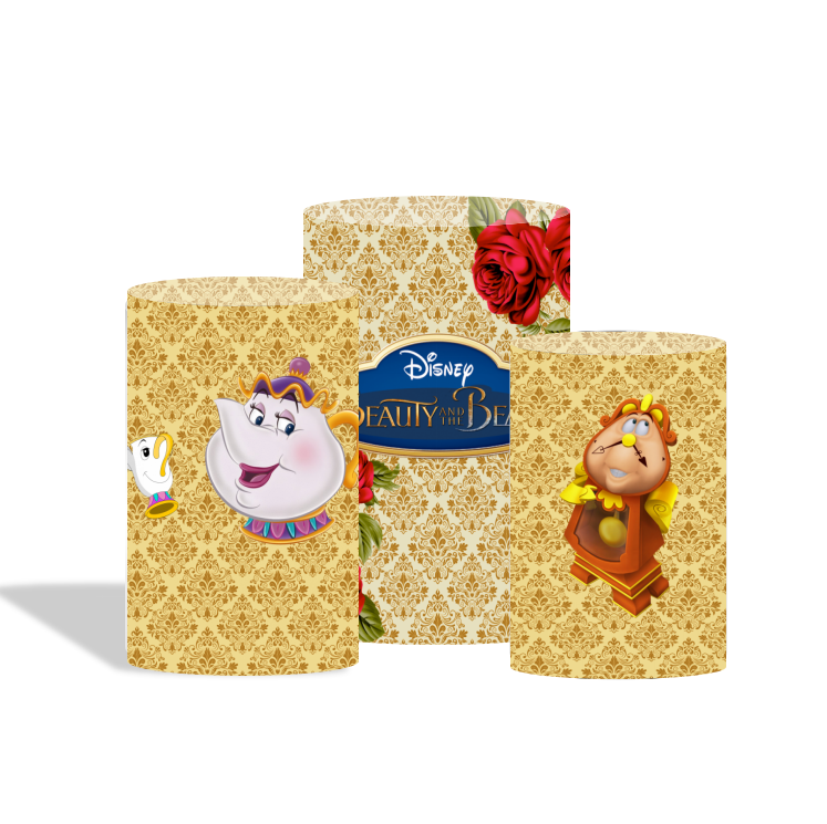 Beauty and the beast birthday party decoration round circle backdrop cover plinth cylinder pedestal cloth cover