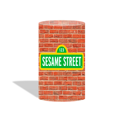 Sesame street birthday party decoration round circle backdrop cover plinth cylinder pedestal cloth cover
