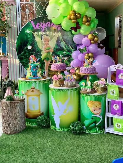 Custom birthday party decoration round circle backdrop cover plinth cylinder pedestal cloth cover