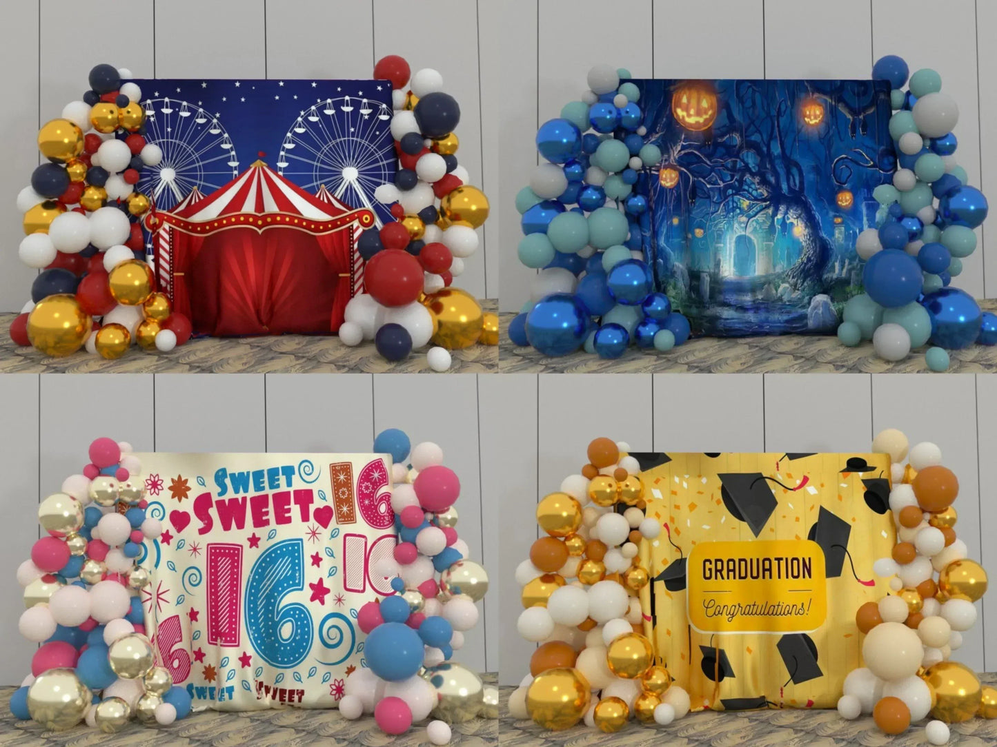 50th Adult Birthday Party Decoration Fabric Background Backdrop