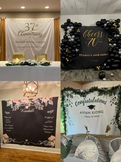 30th Birthday Party Rose Gold Decoration Fabric Backdrop