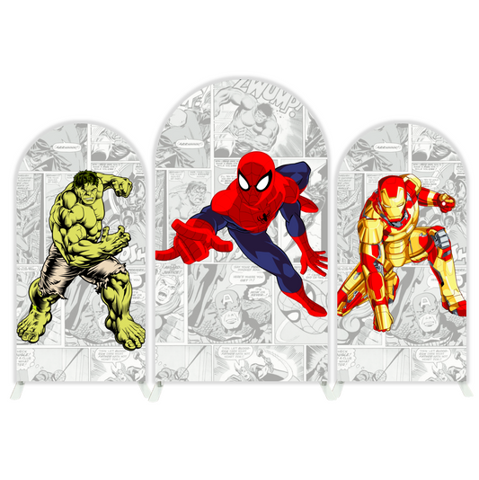 Supper Hero Avengers  Spiderman Theme Happy Birthday Party Arch Backdrop Wall Cloth Cover