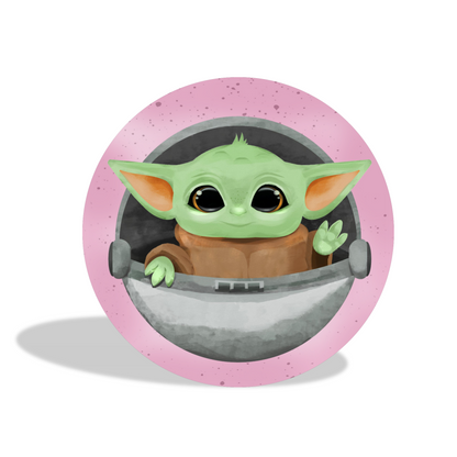 Baby Yoda theme birthday party decoration round circle backdrop cover plinth cylinder pedestal cloth cover
