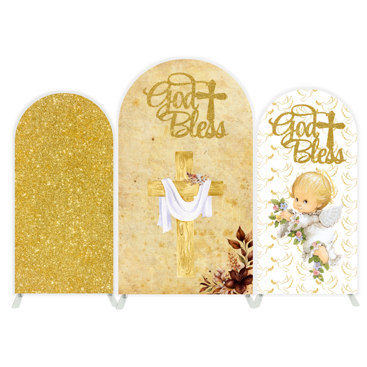 Baptism God Bless Baby Shower Baptism Party Arch Backdrop Wall Cloth Cover