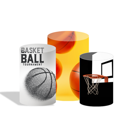 Basketball theme birthday party decoration round circle backdrop cover plinth cylinder pedestal cloth cover