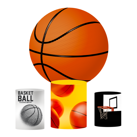 Basketball theme birthday party decoration round circle backdrop cover plinth cylinder pedestal cloth cover