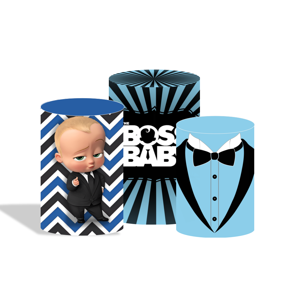 Boss baby birthday party decoration round circle backdrop cover plinth cylinder pedestal cloth cover