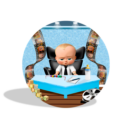 Boss baby birthday party decoration round circle backdrop cover plinth cylinder pedestal cloth cover
