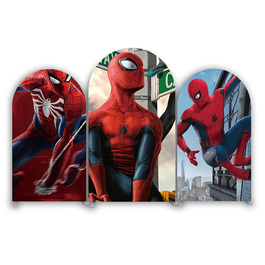 Spiderman Super Hero Theme Birthday Party Arch Backdrop Wall Cloth Cover