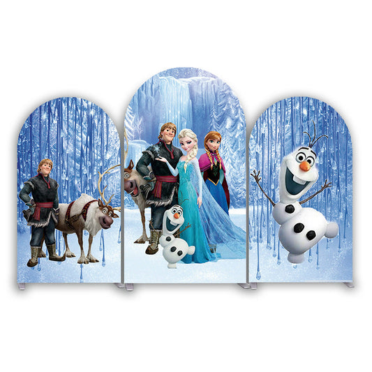 Frozen Theme Happy Birthday Party Arch Backdrop Wall Cloth Cover