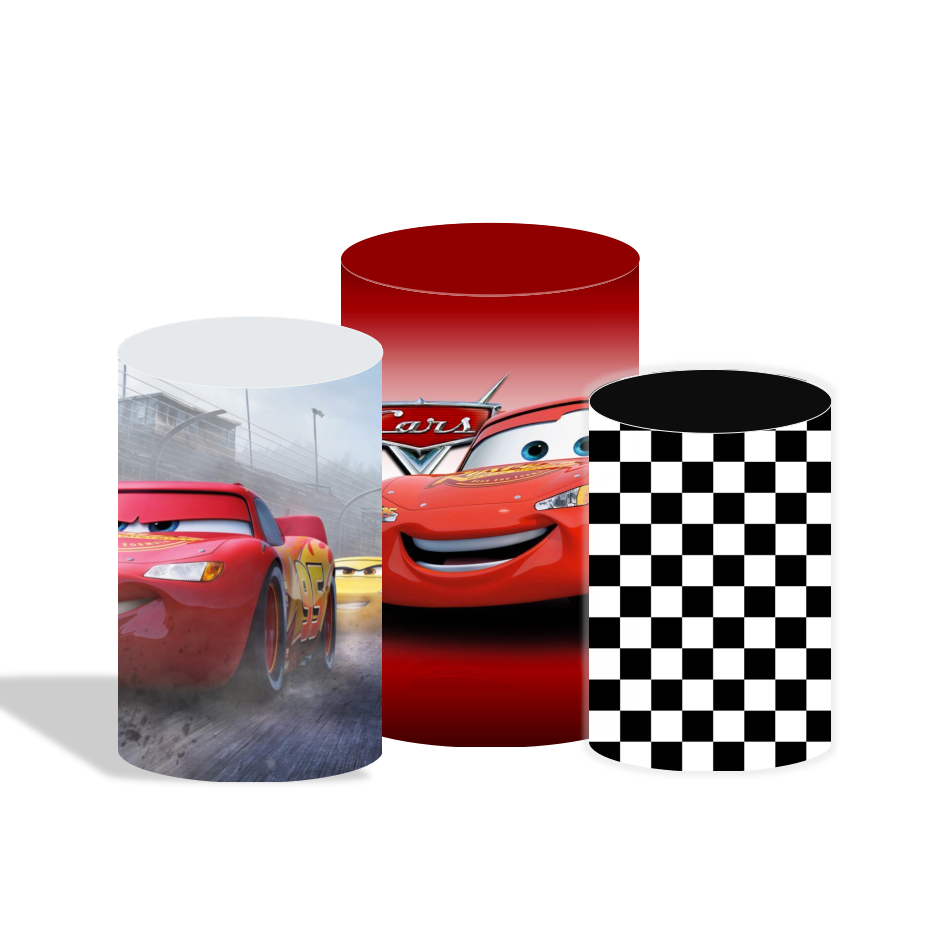 Cars Mcqueen birthday party decoration round circle backdrop cover plinth cylinder pedestal cloth cover