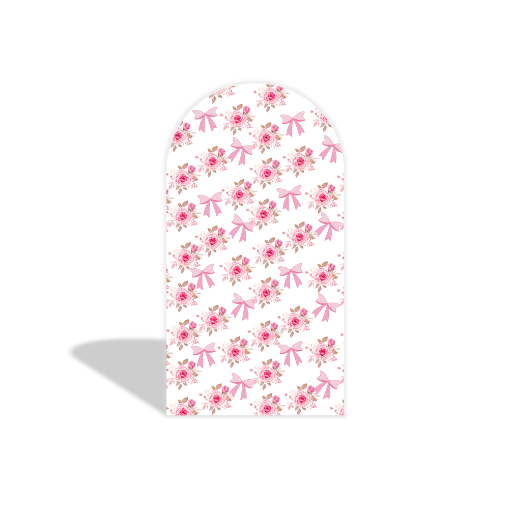Christening Pink Flora Flower Birthday Party Arch Backdrop Wall Cloth Cover