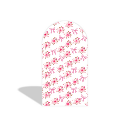 Christening Pink Flora Flower Birthday Party Arch Backdrop Wall Cloth Cover