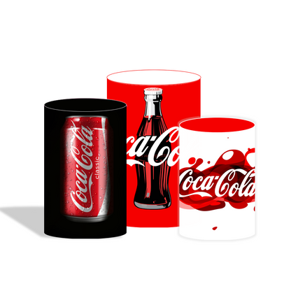 Coca Cola birthday party decoration round circle backdrop cover plinth cylinder pedestal cover