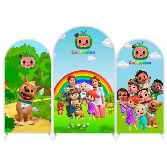 Cocomelon Birthday Baby Shower Party Arch Backdrop Wall Cloth Cover