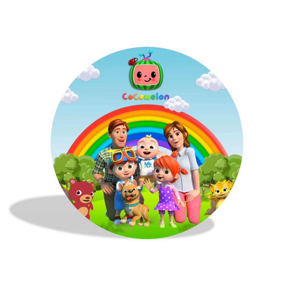 Cocomelon round circle backdrop cover plinth cylinder pedestal cloth cover for birthday party decoration