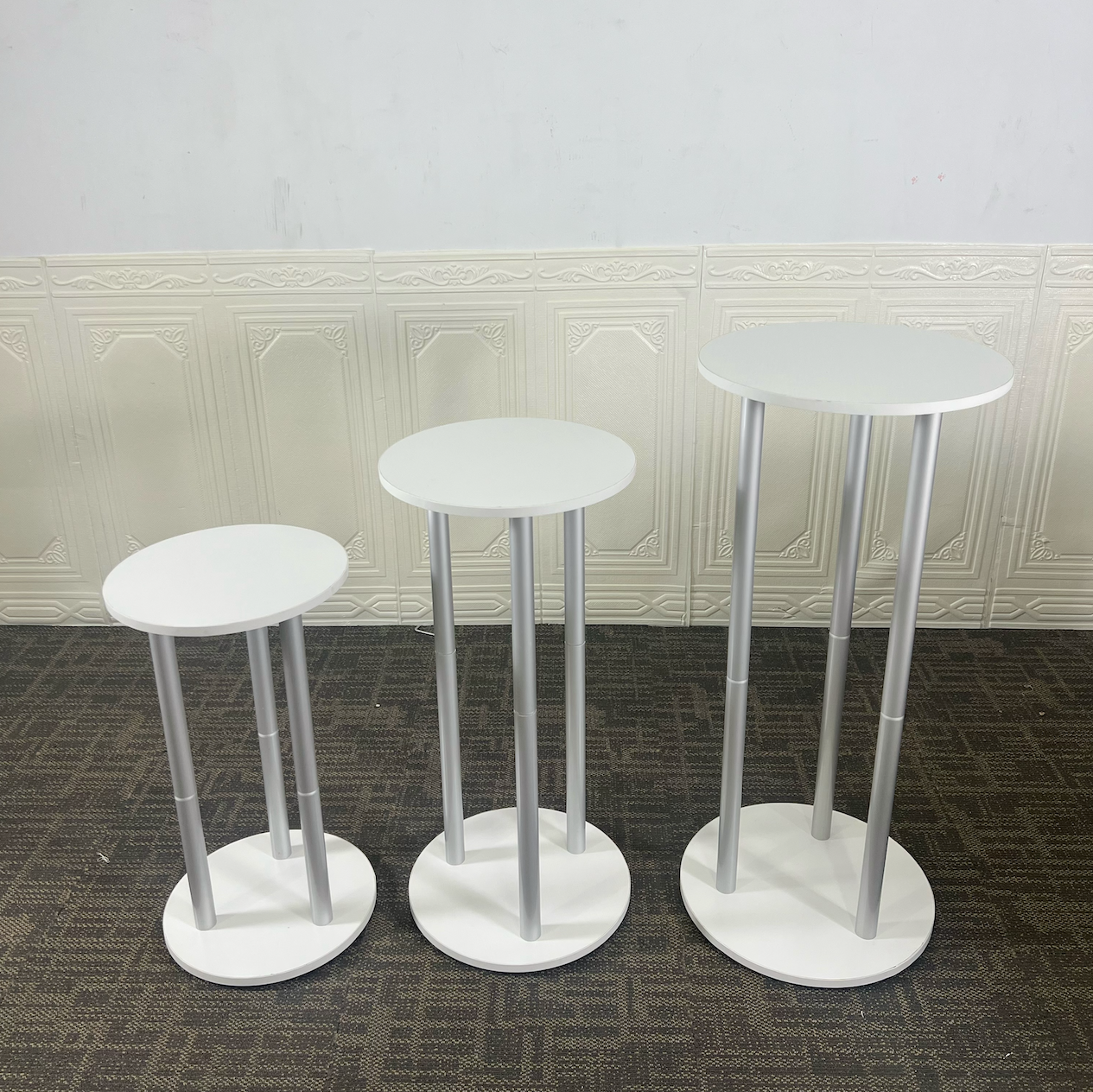 Aluminum Alloy Tube Plinth Cylinder Pedestal Stand Dessert Table For B ...