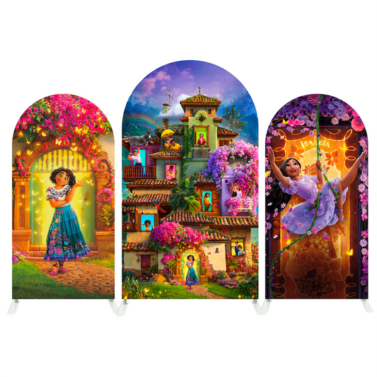 Encanto Mirabel Isabella Happy Birthday Party Arch Backdrop Wall Cloth Cover