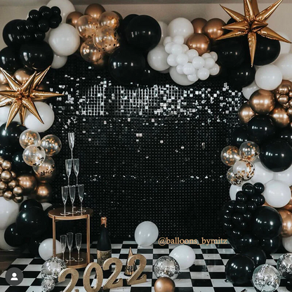 Black Sequin Shimmer Backdrop Wall Panels For Birthday Wedding Baby Shower Bridal