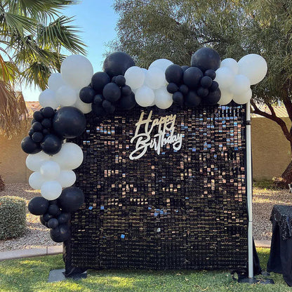 Black Sequin Shimmer Backdrop Wall Panels For Birthday Wedding Baby Shower Bridal