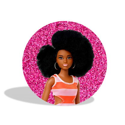 Glitter Barbie birthday party decoration round circle backdrop cover plinth cylinder pedestal cover