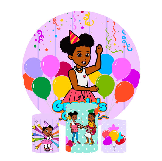 Gracie's corner birthday party decoration round circle backdrop cover plinth cylinder pedestal cloth cover