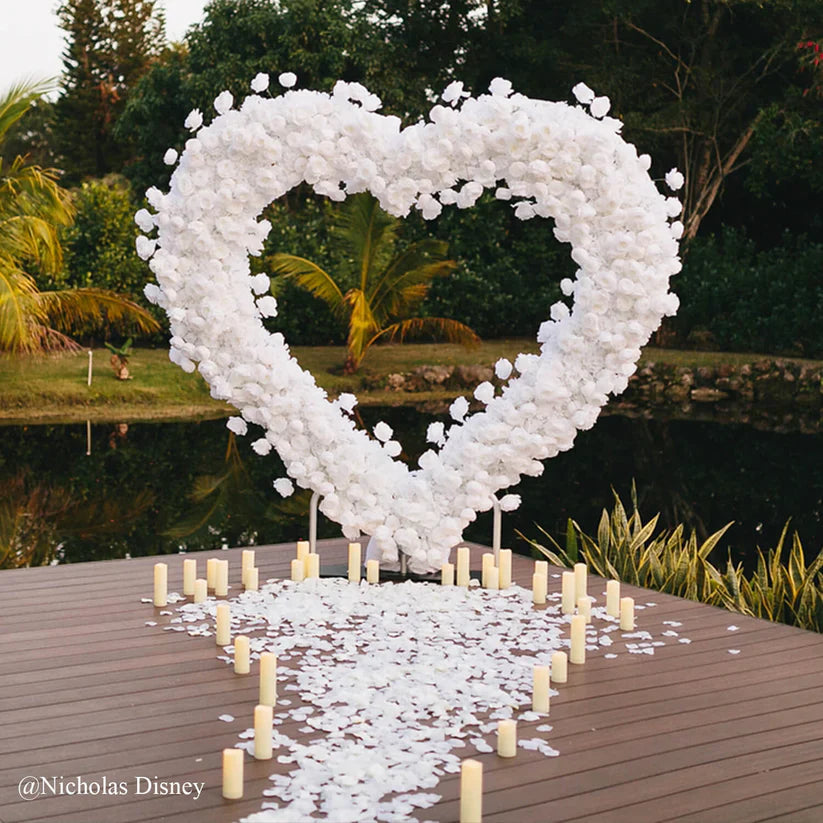8ft Heart Shaped White Rose Arch Flower Wall Wedding Decoration Indoor