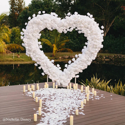 8ft Heart Shaped White Rose Arch Flower Wall Wedding Decoration Indoor