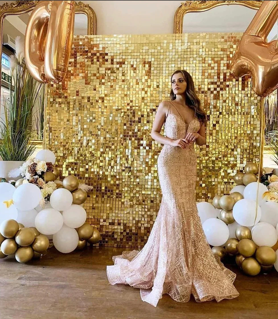 Gold Shimmer Sequin Backdrop Wall Panels For Birthday Wedding Baby Shower Bridal