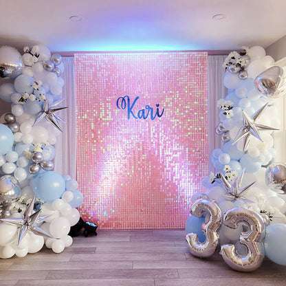 Gradient Iridescent Pink Sequin Shimmer Backdrop Wall Panels For Birthday Wedding Party Event Decoration