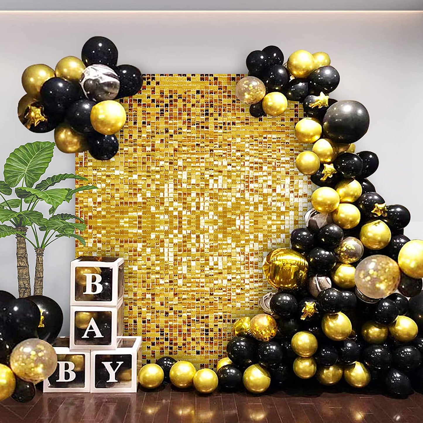 Gold Shimmer Sequin Backdrop Wall Panels For Birthday Wedding Baby Shower Bridal
