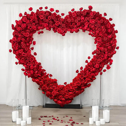 8ft Heart Shaped Red Rose Arch Flower Wall Wedding Decoration Indoor