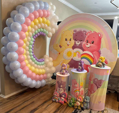 Custom birthday party decoration round circle backdrop cover plinth cylinder pedestal cloth cover