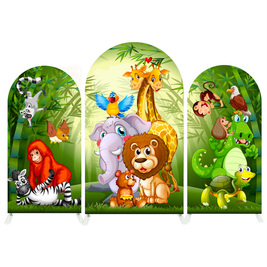 Safari Jungle Wild Happy Birthday Party Arch Backdrop Wall Cloth Cover