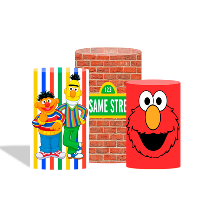 Sesame street birthday party decoration round circle backdrop cover plinth cylinder pedestal cloth cover