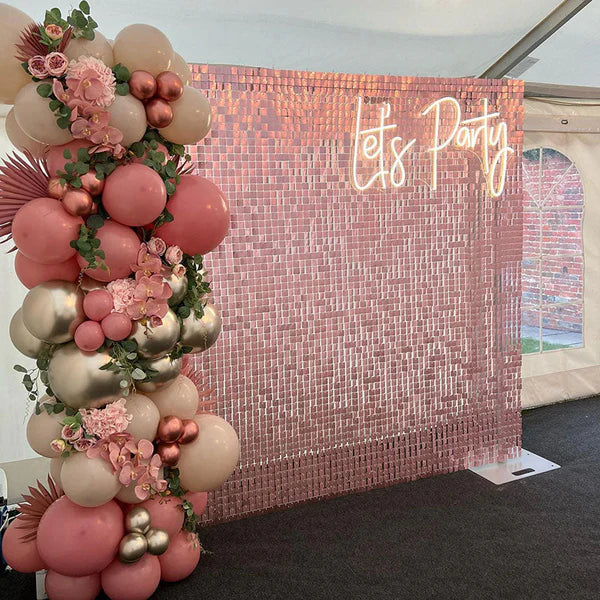 Rose Gold Sequin Shimmer Backdrop Wall Panels For Birthday Wedding Party Event Decoration