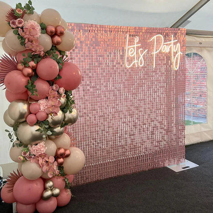 Rose Gold Sequin Shimmer Backdrop Wall Panels For Birthday Wedding Party Event Decoration