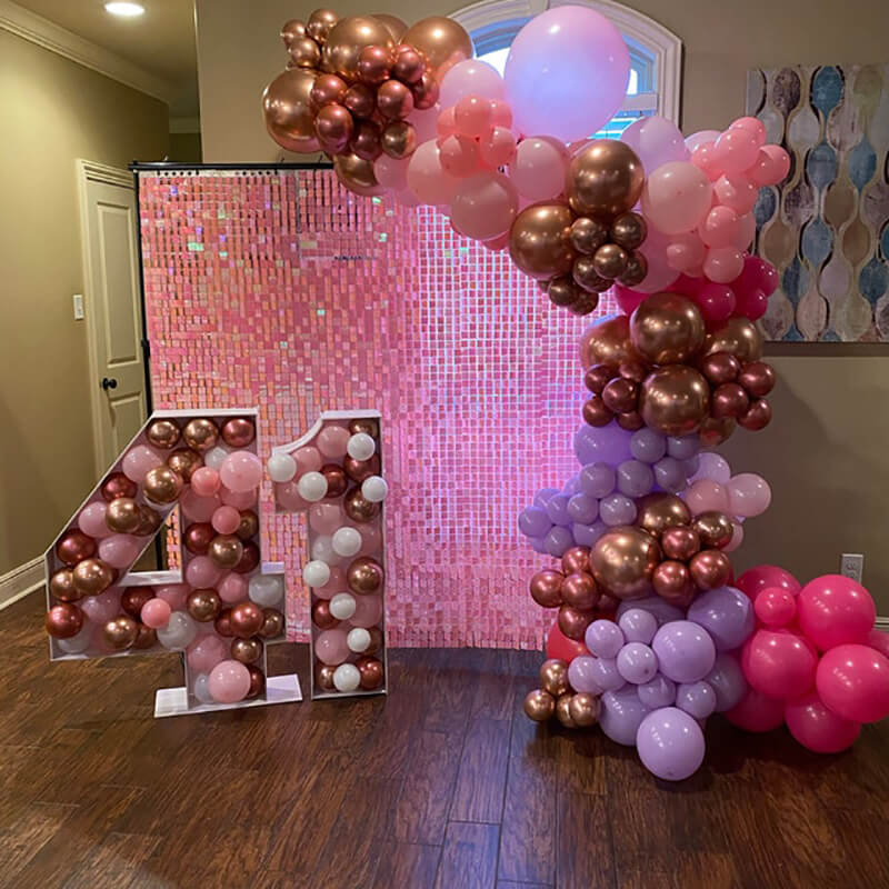 Gradient Iridescent Pink Sequin Shimmer Backdrop Wall Panels For Birthday Wedding Party Event Decoration
